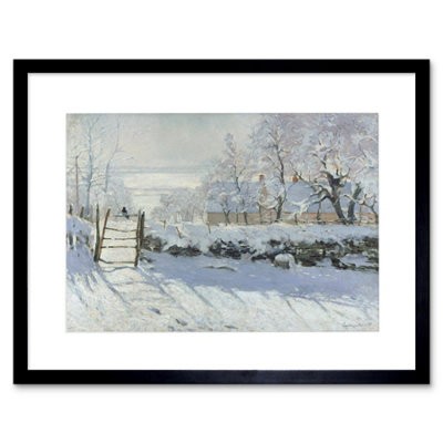 Artery8 Claude Monet Magpie Old Master Home Decor 12X16" Framed Wall Art Print from B&Q