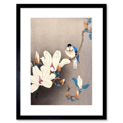 Artery8 Nature Japan Ohara Koson Bird Flower 12X16" Framed Wall Art Print from B&Q