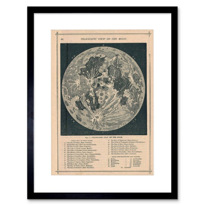 Artery8 Map Illustrated Antique Telescopic Moon 12X16" Framed Wall Art Print from B&Q