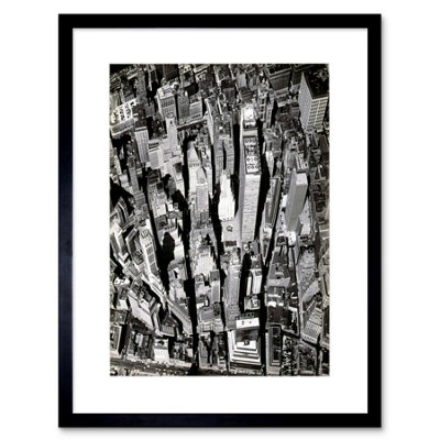 Artery8 Black White Aerial View Manhattan New York City Framed Wall Art Print from B&Q