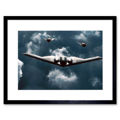 Artery8 Military Air Plane B-2 Spirit Bomber F-117 Nighthawk Stealth Framed Wall Art Print from B&Q