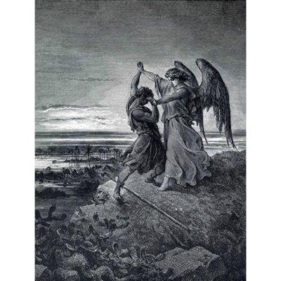Artery8 Unframed Wall Art Gustave Dore Jacob Wrestling With Angel 1866 Dore Old Painting12X16 Inch from B&Q