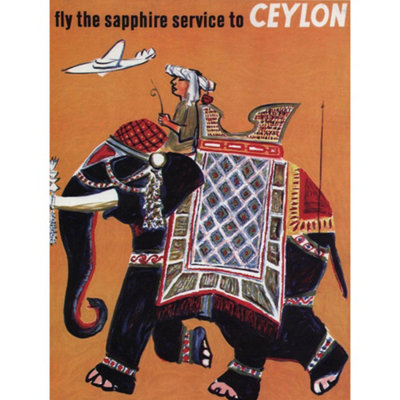 Artery8 Unframed Wall Art Travel Tourism Sapphire Ceylon Sri Lanka Elephant Mahout12X16 Inch from B&Q