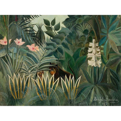 Artery8 Unframed Wall Art Henri Rousseau French Equatorial Jungle Old Painting12X16 Inch from B&Q