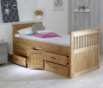 Captains Waxed Pine Wooden Storage Bed Frame3Ft Single from B&Q