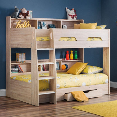 Orion Oak Wooden Storage Bunk Bed Frame Only3Ft Single from B&Q