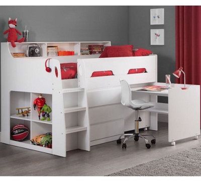 Jupiter White Wooden Mid Sleeper Cabin Bed Frame3Ft Single from B&Q