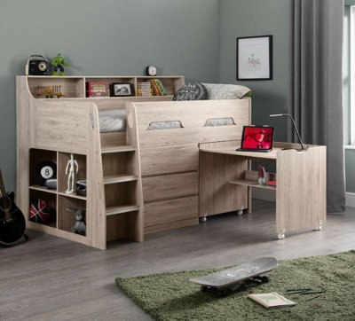 Jupiter Oak Wooden Mid Sleeper Cabin Bed Frame3Ft Single from B&Q
