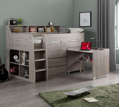 Jupiter Grey Oak Wooden Mid Sleeper Cabin Bed Frame3Ft Single from B&Q