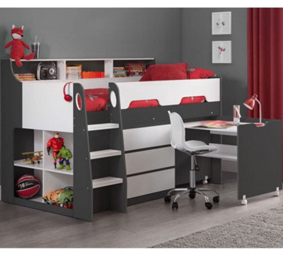 Jupiter Grey And White Wooden Midsleeper Cabin Bed Frame3Ft Single from B&Q