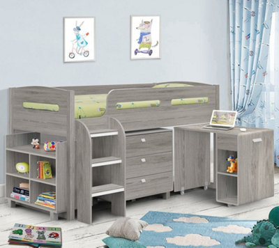 Kimbo Grey Oak Mid Sleeper Cabin Bed Frame3Ft Single from B&Q
