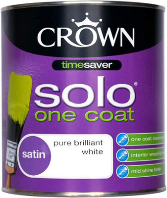 Crown 2.5L Solo One Coat Satin Pure Brilliant White from B&Q
