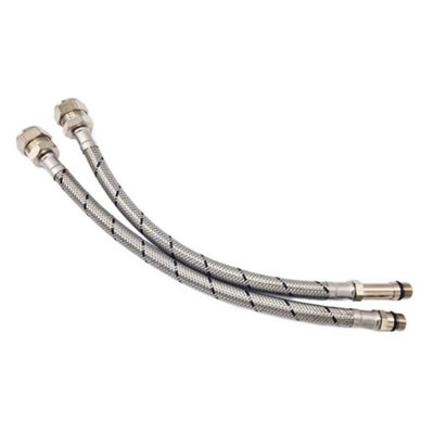 PEPTE Pair Of Flexible Tap Connectors Tails Monobloc M12 X 15mm Compression 300mm from B&Q