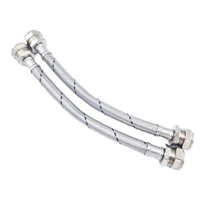PEPTE Pair Of Flexible Hose Pipes Connectors Tails 22mm X 22mm Compression 300mm Wras from B&Q