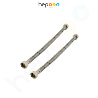 hep Online Flexible Tap Hose Connector Tails 1/2" X 1/2" Bsp Female 300mm (Pair) from B&Q