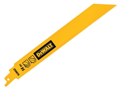 5 X Dewalt Dt90387-Qz Bi-Metal 1In High Metal Reciprocating Blade 228mm X 14 Tpi from B&Q