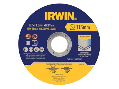 Irwin Iw8082105 Metal Cutting Disc 115 X 1.2 X 22.2mm Tin Of 10 Irwiw8082105 from B&Q