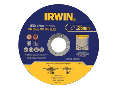 Irwin Iw8082106 Metal Cutting Disc 125 X 1.2 X 22.2mm Tin Of 10 Irwiw8082106 from B&Q