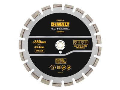 Dewalt Dt20467-Qz Elite Series Asphalt Diamond Segmented Wheel 350 X 25.4Mm