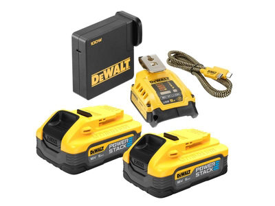 Dewalt Dcb094H2-Gb Usb-C Powerstack Starter Kit 18V 2 X 5.0Ah Li-Ion Dewdcb094H2