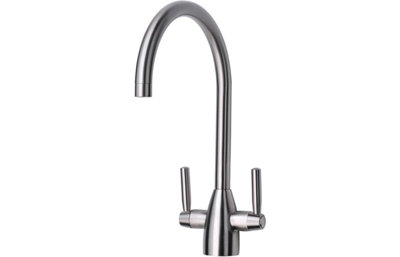 Prima Chelsea Dual Lever Mixer TapBrushed Steel from B&Q