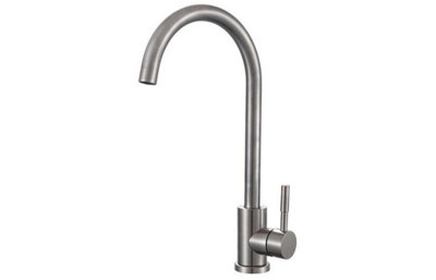Prima Soho Single Lever Swan Neck Mixer TapBrushed Steel from B&Q