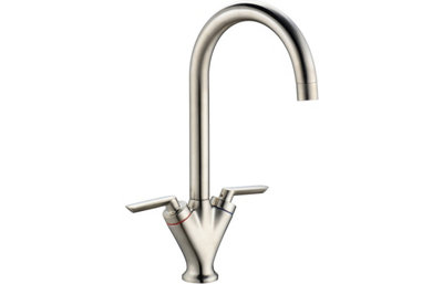 Prima V Shape Dual Lever Mixer TapBrushed Steel from B&Q