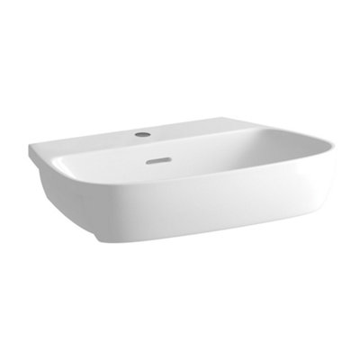 * Standon White Rectangular Single Semi-Recessed Basin (W)49.5Cm from B&Q