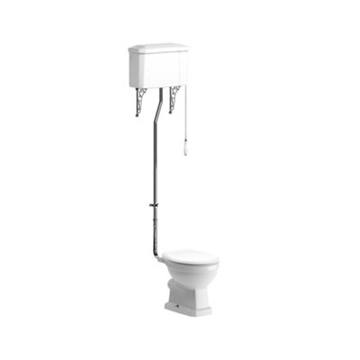 * Somerton White Boxed Rim Open Back Toilet Set With Soft Close Seat & High Level Cistern from B&Q