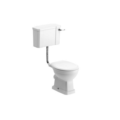 * Somerton White Boxed Rim Open Back Toilet Set With Soft Close Seat & Low Level Cistern from B&Q
