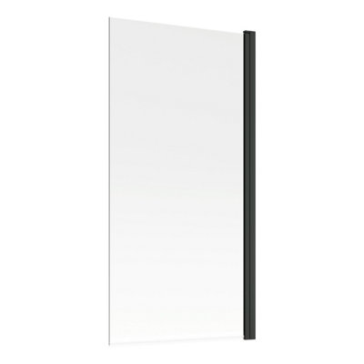 Essentials Straight Matt Black Bath Screen (W)800mm (H)1400mm from B&Q