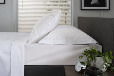 The Lyndon Company 200 Thread Count Sateen Housewife Pillowcase Pair White from B&Q