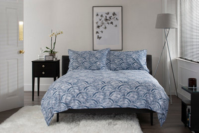 The Lyndon Company New Moon Blue  Cotton Bedlinen Duvet Set Blue from B&Q