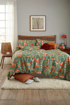 Deyongs Mushrooms Sage Duvet Cover Set 200Tc Cotton Rich Printed Bedding