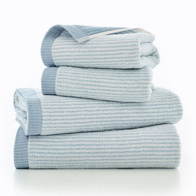 Men's Blue Weave Striped Cotton Towel - Image 2