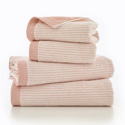 The Lyndon Company Unisex Pink Willow Weave Stripe Towel In Luxurious 550Gsm Pure Cotton In Hand Towel - Image 3