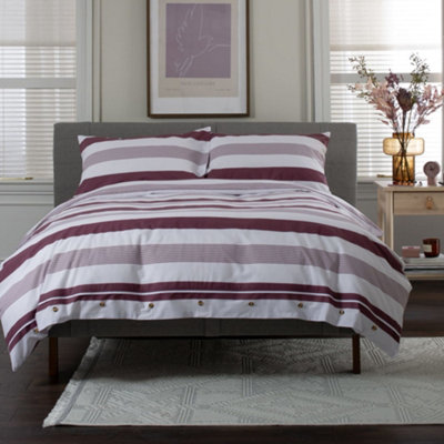 The Lyndon Company Next Level 100% Cotton Duvet Set With Cuff Detailing And Mock Horn Buttons