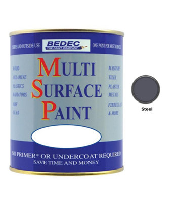 B&Q -  Multi Surface PaintSatinSteel750Ml