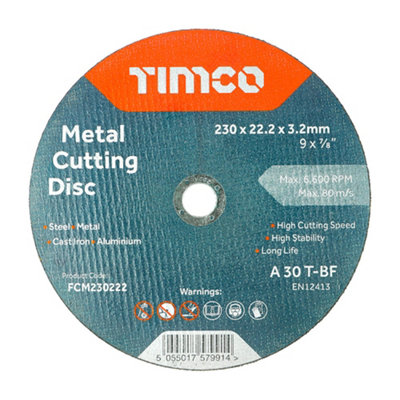 Timco B/abrasive Flat Wheel Metal230 X 22.2 X 3.2 (25Pcs) from B&Q