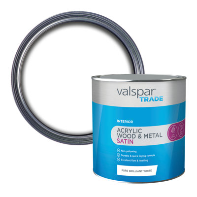 Valspar Trade Pure Brilliant White 118.0061220.340 Satin Metal & Wood Paint2.5L from B&Q