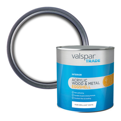 Valspar Trade Pure Brilliant White 118.0061240.340 Eggshell Metal & Wood Paint2.5L from B&Q