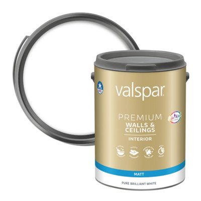 Valspar Premium Walls & Ceilings Pure Brilliant White Matt Emulsion Paint5L from B&Q