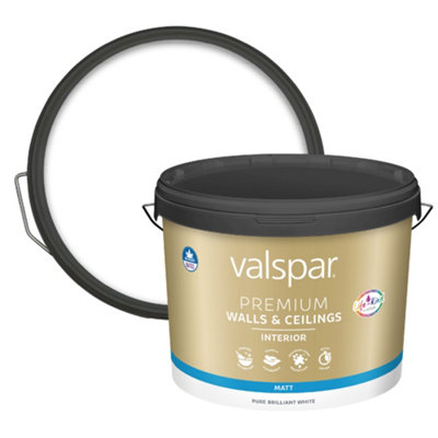 Valspar Premium Walls & Ceilings Pure Brilliant White Matt Emulsion Paint10L from B&Q