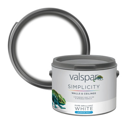 Valspar Simplicity Walls & Ceilings Pure Brilliant White Matt Emulsion Paint2.5L from B&Q