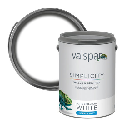 Valspar Simplicity Walls & Ceilings Pure Brilliant White Matt Emulsion Paint5L from B&Q