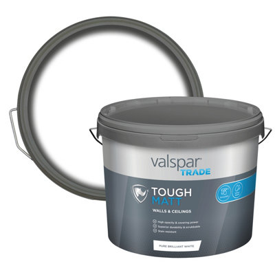 Valspar Trade Tough Pure Brilliant White Matt Wall & Ceiling Emulsion Paint10L from B&Q