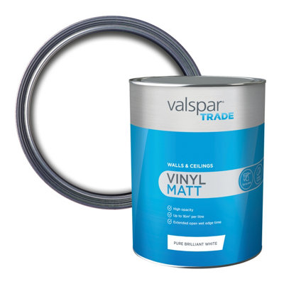 Valspar Trade Pure Brilliant White Vinyl Matt Wall & Ceiling Emulsion Paint5L from B&Q