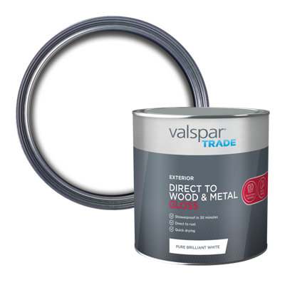 Valspar Trade Pure Brilliant White Gloss Exterior Topcoat Paint2.5L Tin from B&Q