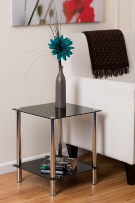 Aspect Furniture Matrix 2-Tier Glass Shelving Rack/side Table-Black from B&Q