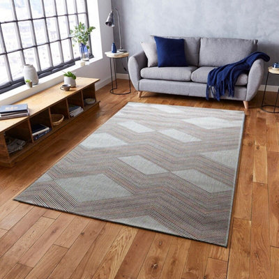 Aspect Furniture Chevron Patterned Rug-Jagged Red & Orange Zigzags On Cream Background,160X230Cm from B&Q